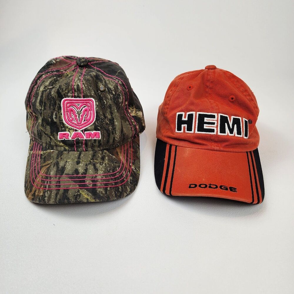 Dodge Ram Hat Bundle Lot of 2 Camo Pink HEMI Adjustable Caps
